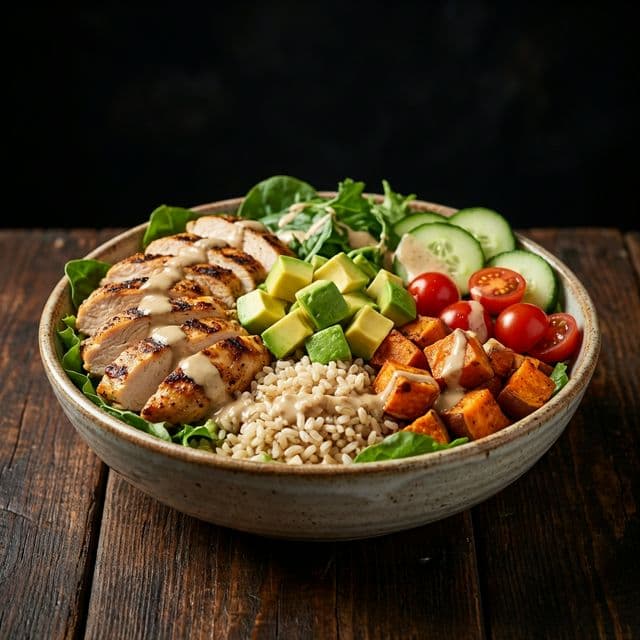 Healthy Chicken Avocado Bowl Recipe: Healthy Chicken Avocado Bowl – Lunch, Easy